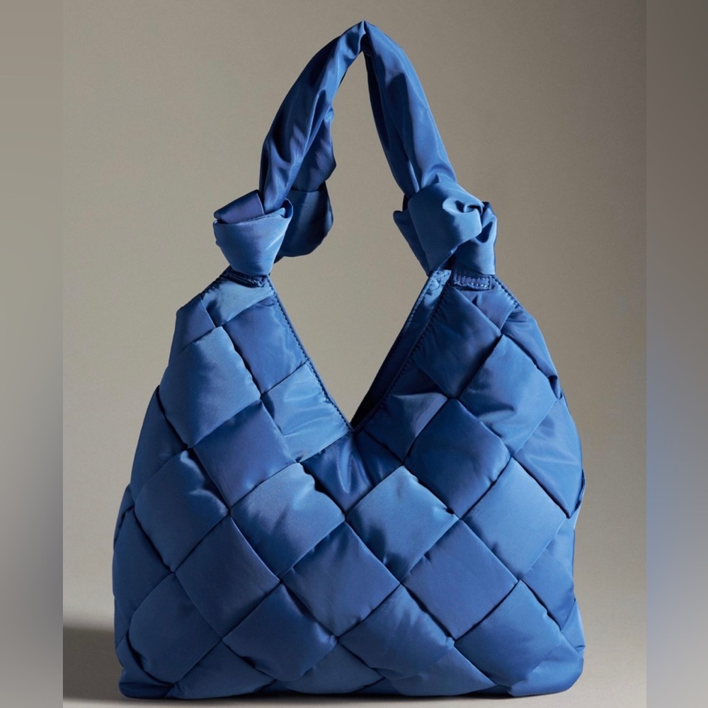 Anthropologie Urban Originals Knotted On The Go Woven Tote Bag - Blue NWOT